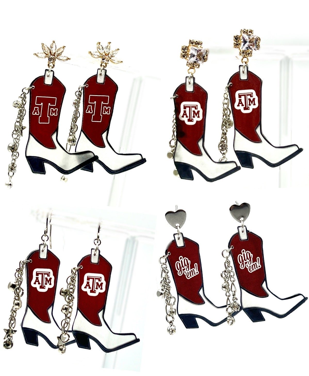 Texas A&M Cowboy Boot Earrings