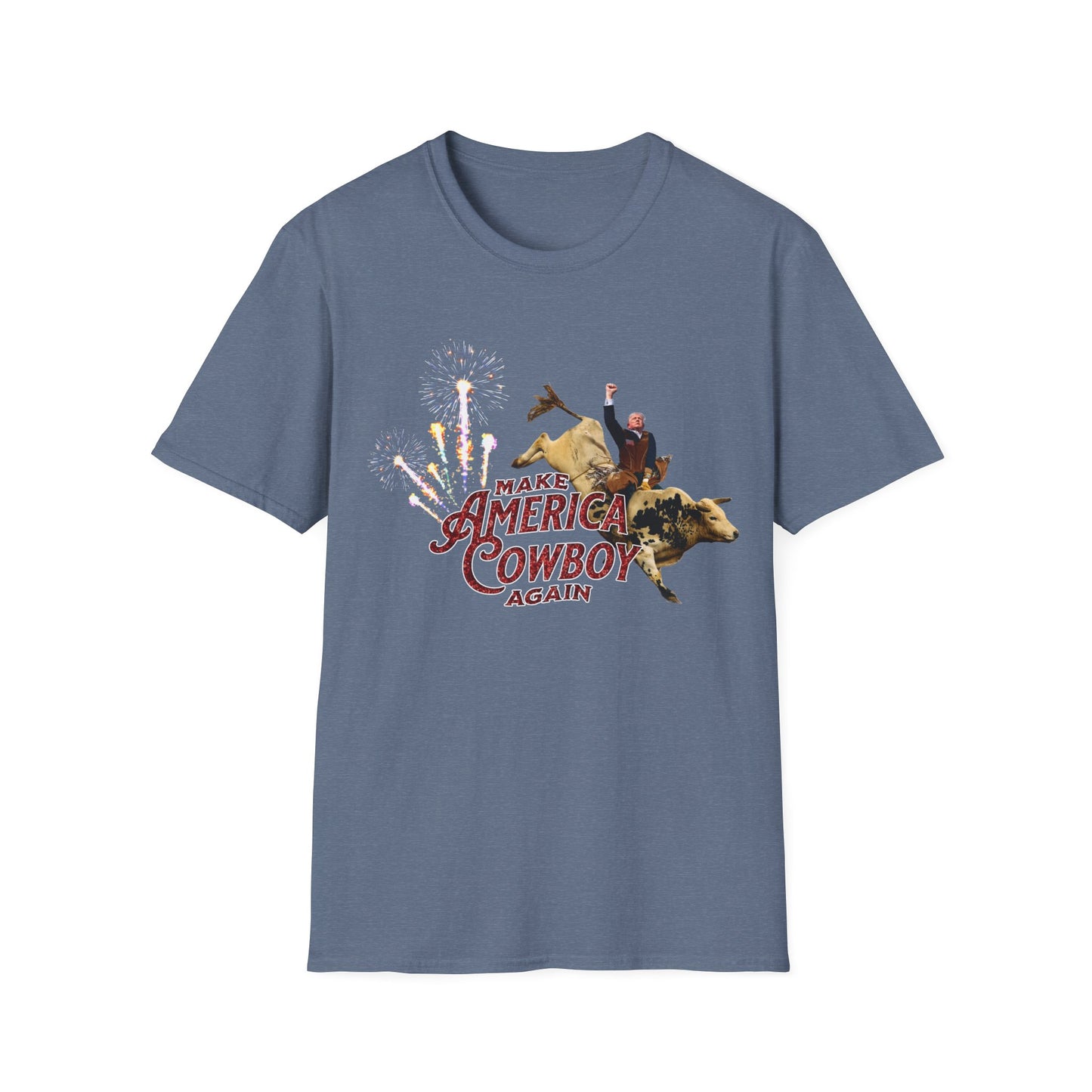 Make America Cowboy Again - Trump Bull Riding - Red Or Blue Font