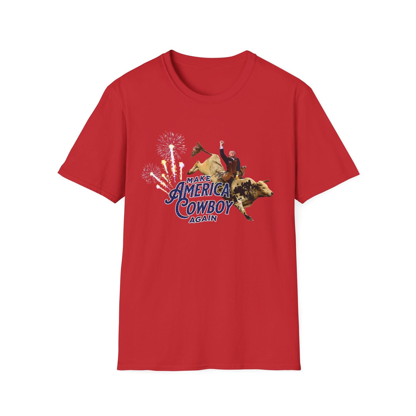 Make America Cowboy Again - Trump Bull Riding - Red Or Blue Font