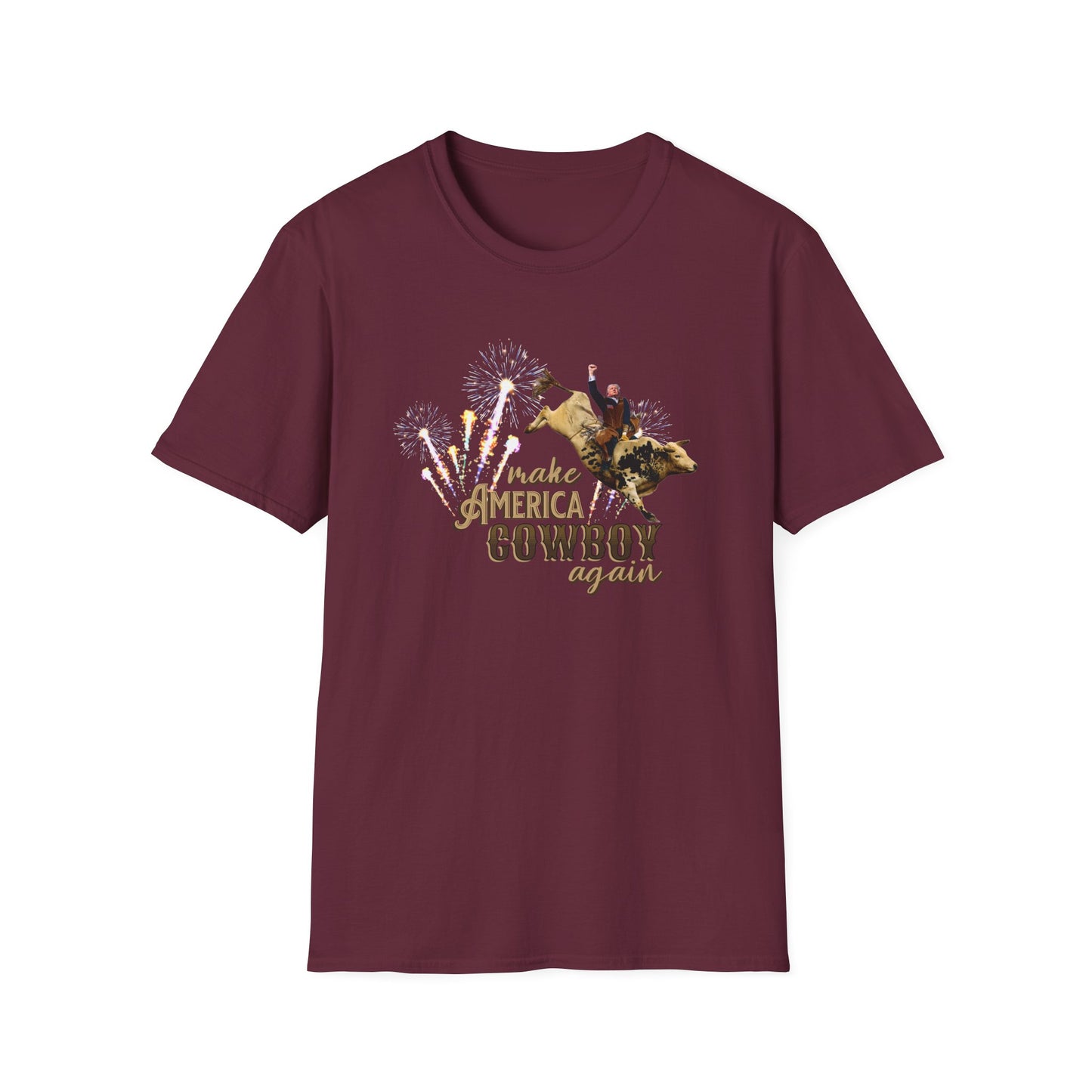Make America Cowboy Again - Trump Bull Riding - Rustic Font