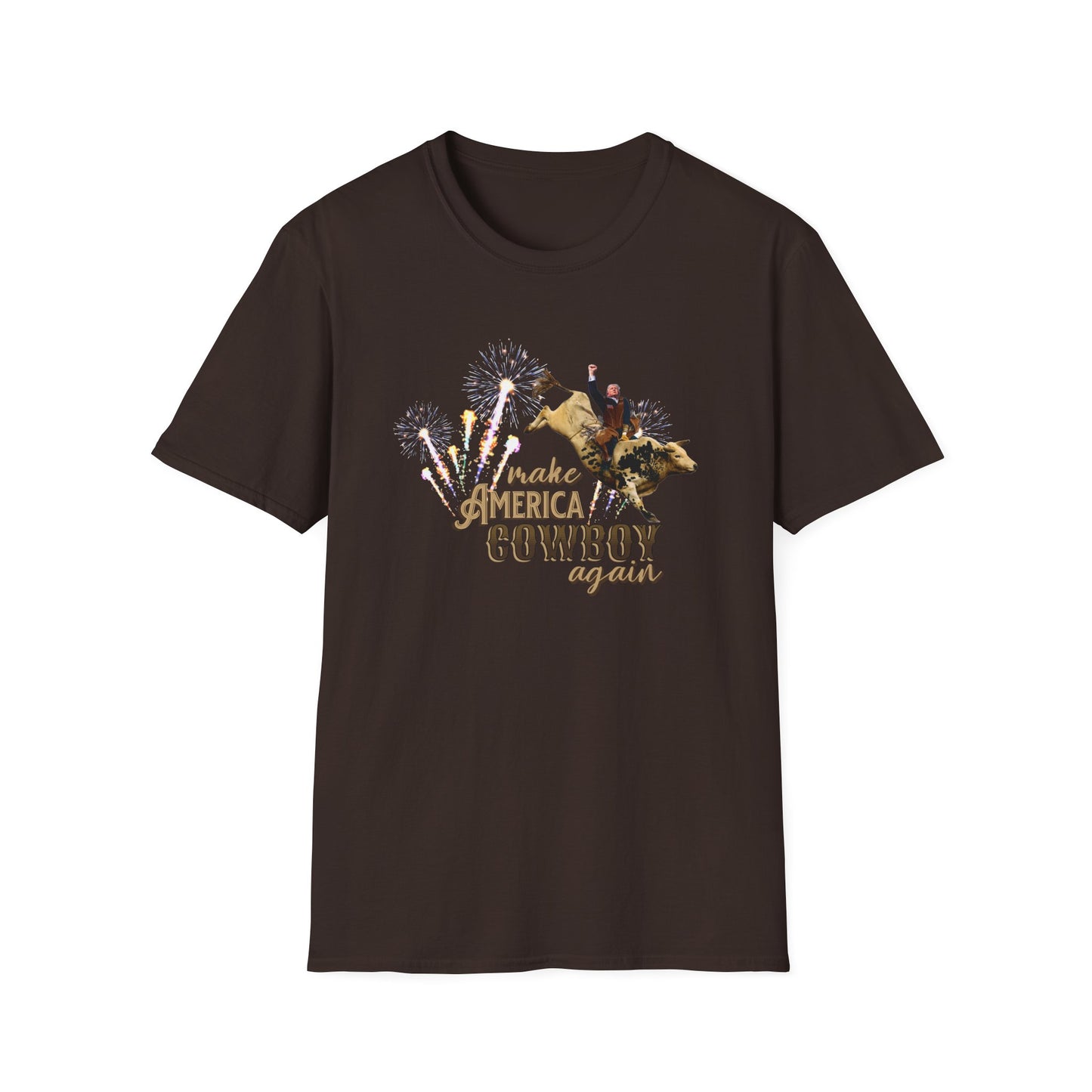 Make America Cowboy Again - Trump Bull Riding - Rustic Font