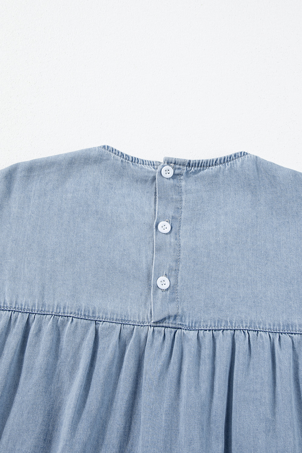 Ruffle Short Sleeve Tiered A-line Denim Dress