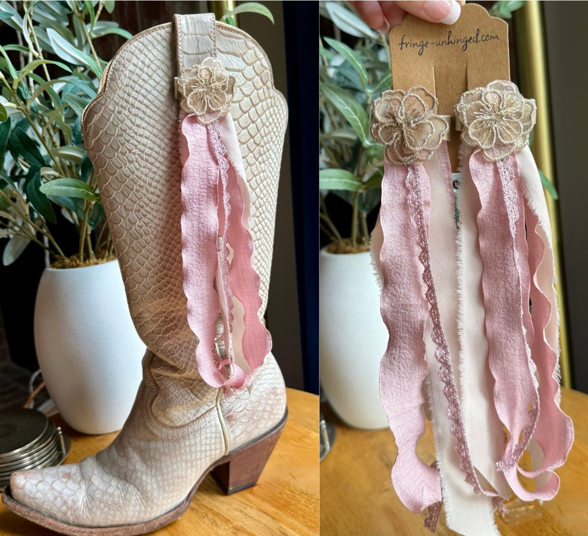 Boot Tassels – Fabric Flower #7