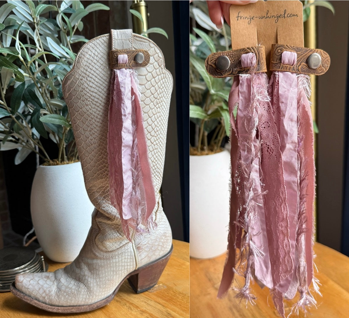 Boot Tassels – Tooled Leather Strap #2