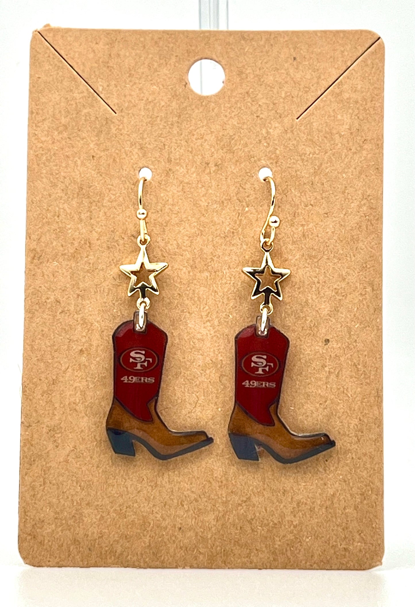 49ers Cowboy Boot Football Earrings