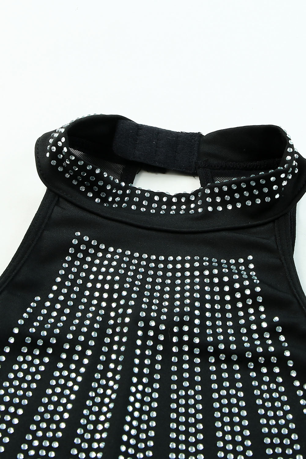 Black Rhinestone High Neck Bodysuit