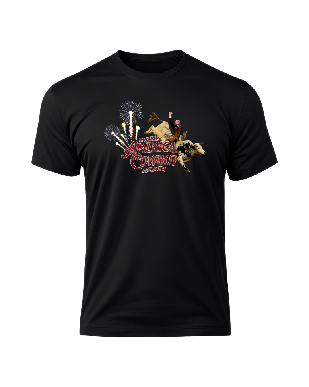 Make America Cowboy Again - Trump Bull Riding - Red Or Blue Font