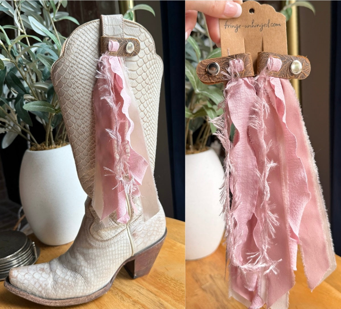 Boot Tassels – Tooled Leather Strap #4