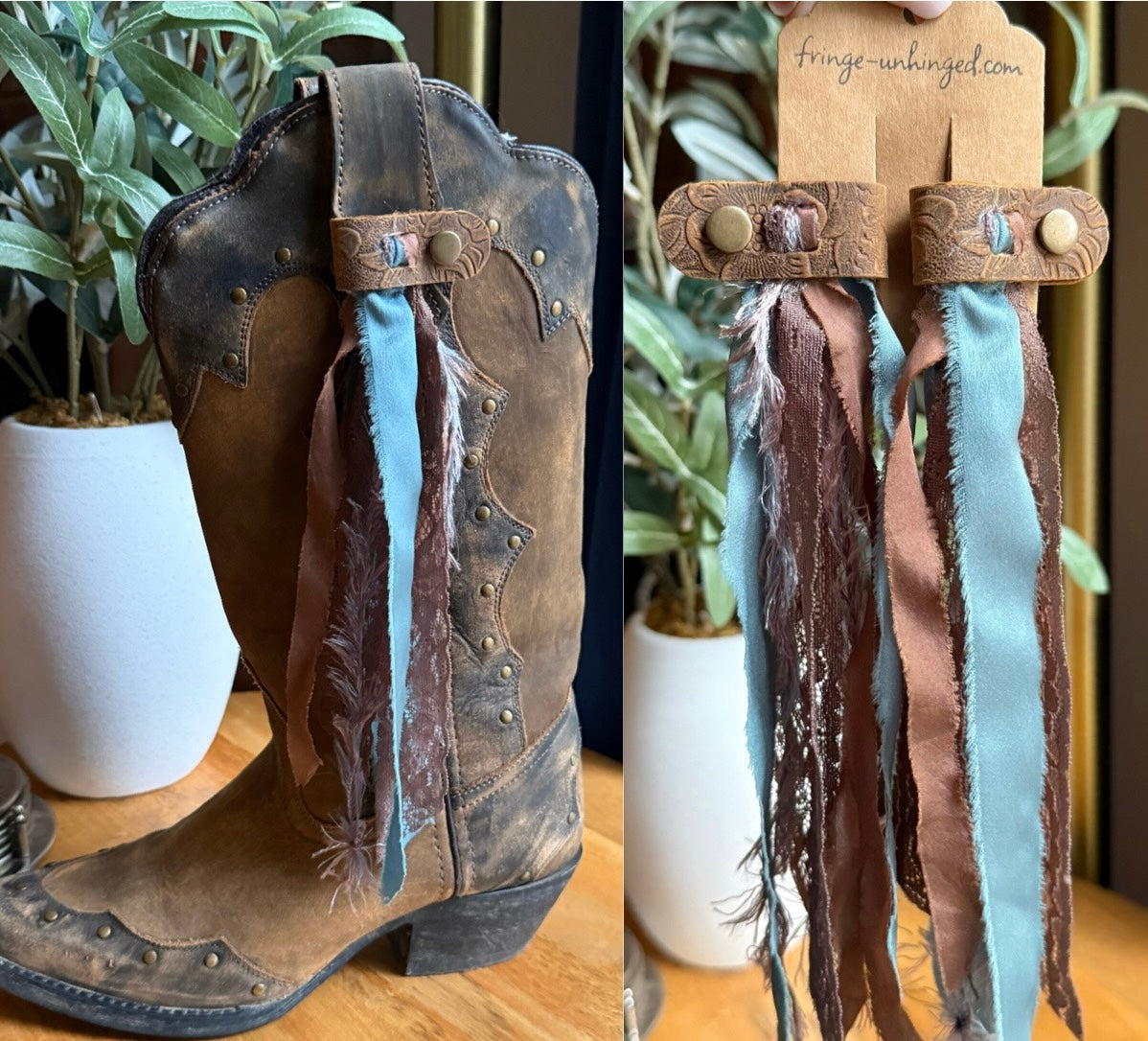 Boot Tassels – Tooled Leather Strap #7