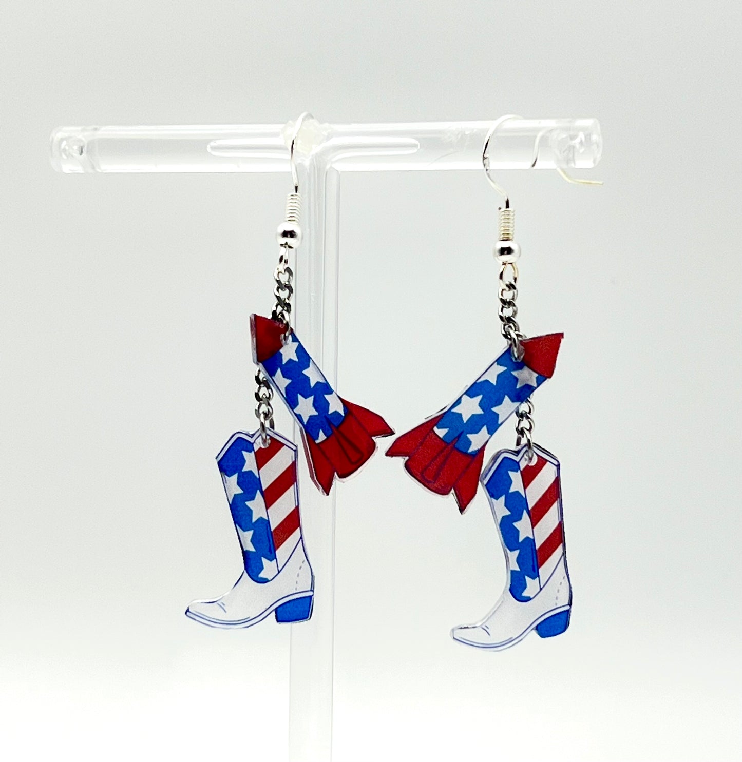 Fireworks/Cowboy Boots Patriotic Earrings