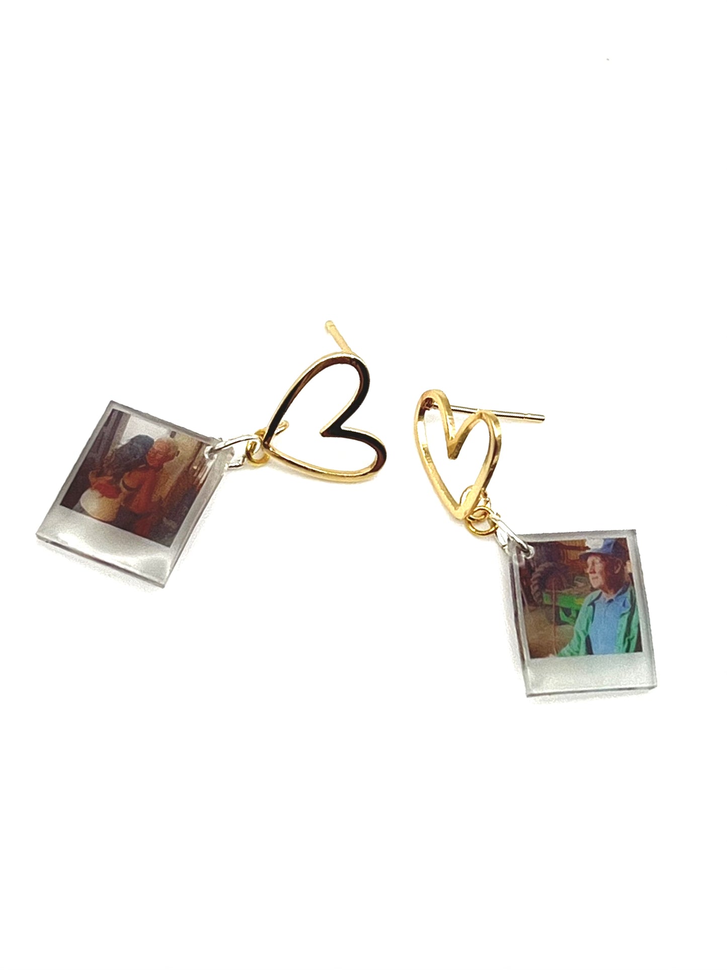 Single Photo Heart Earrings {Micro Memories}