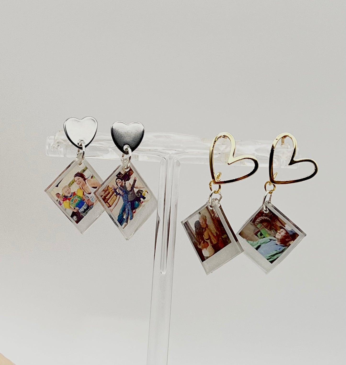 Single Photo Heart Earrings {Micro Memories}