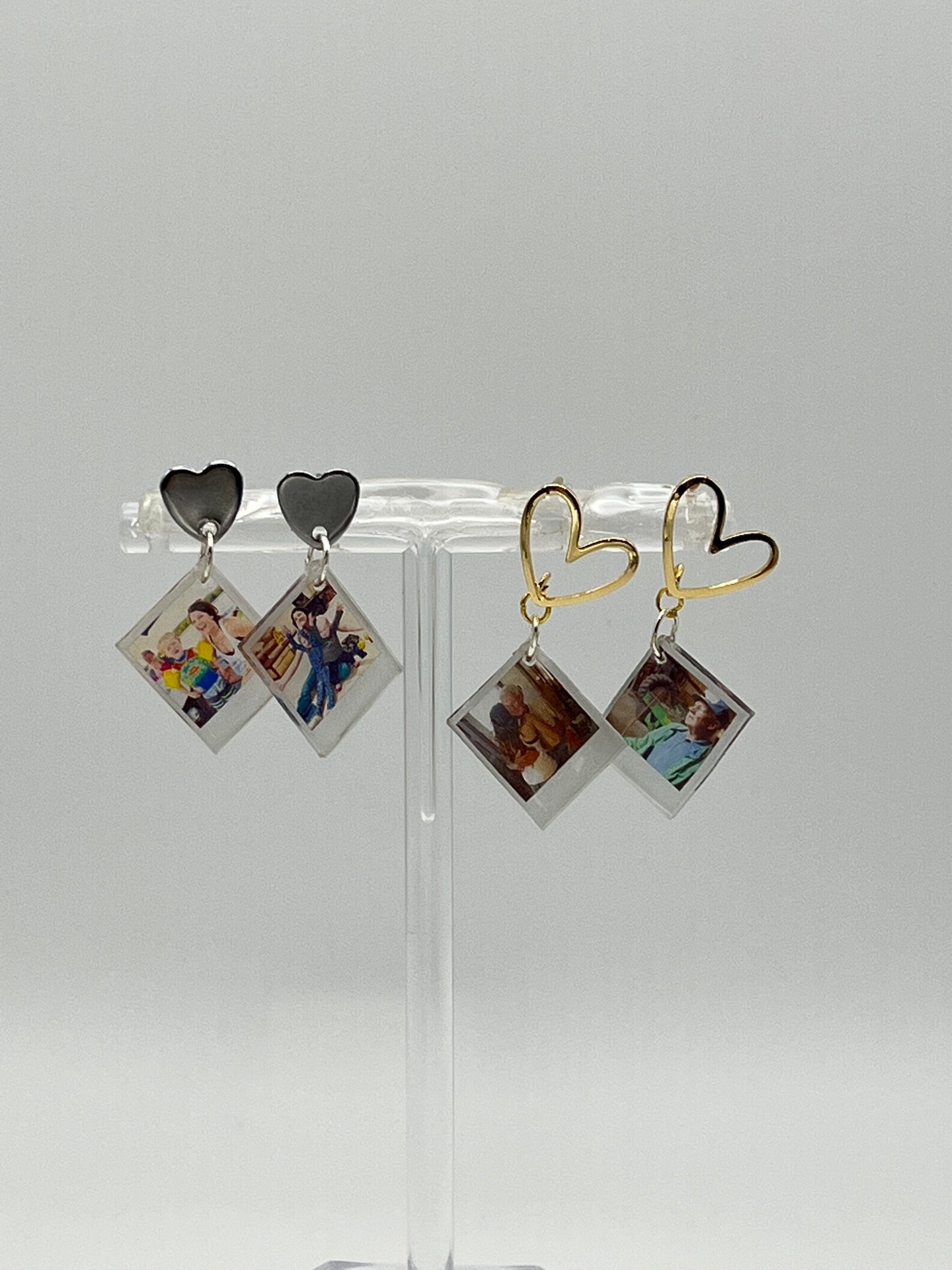 Single Photo Heart Earrings {Micro Memories}