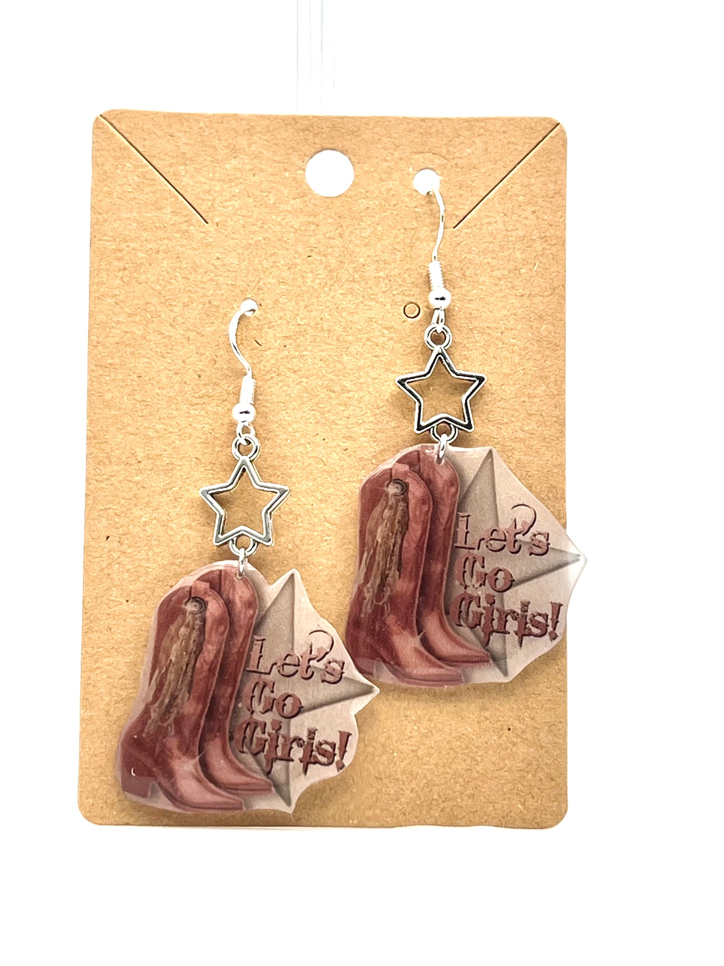Pink Cowboy Boot Earrings - "Let's Go Girls!" Shania Twain