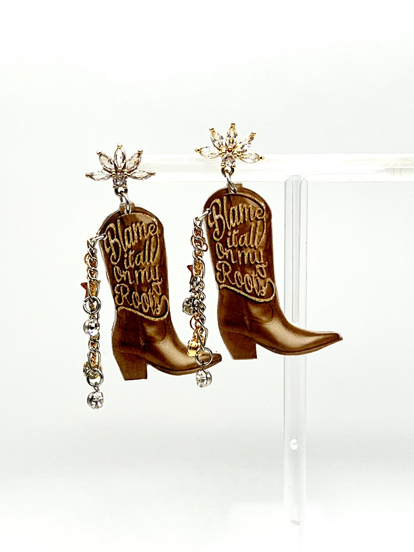 Blame It All On My Roots Cowboy Boot Earrings