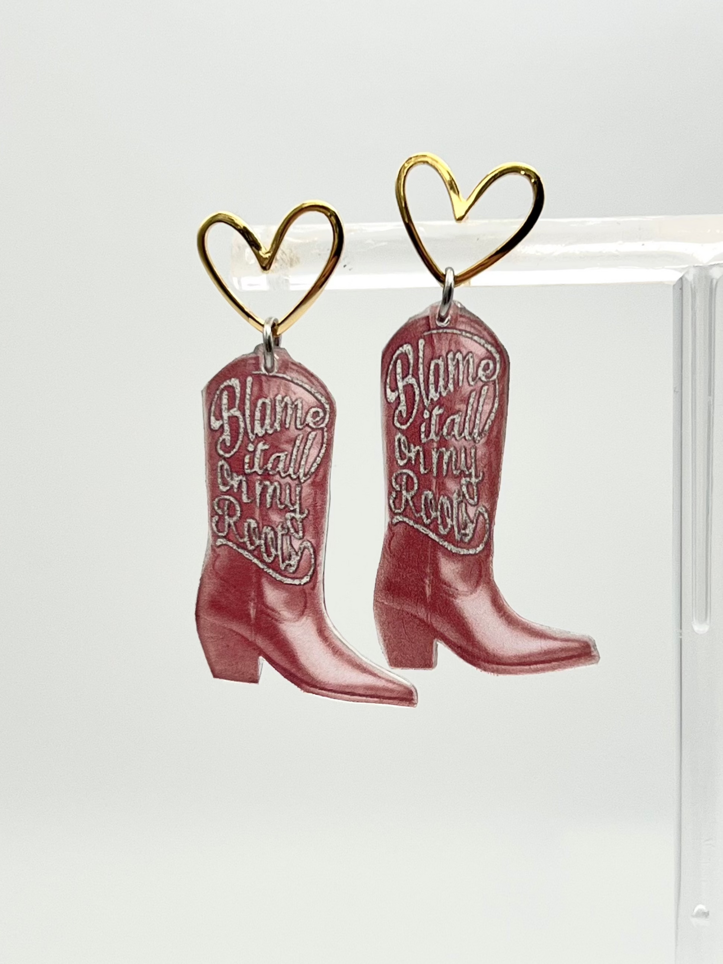 Blame It All On My Roots Cowboy Boot Earrings