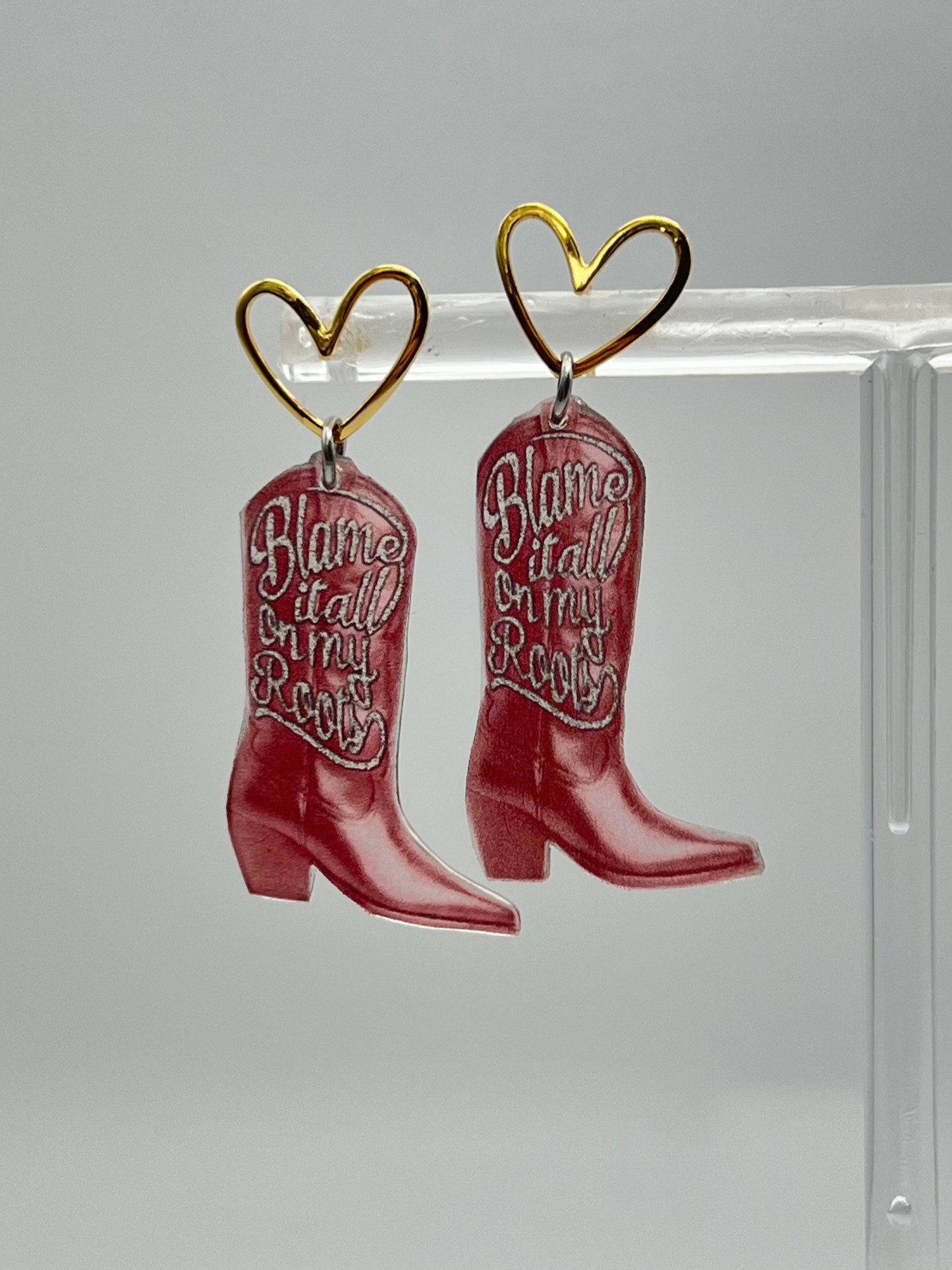 Blame It All On My Roots Cowboy Boot Earrings
