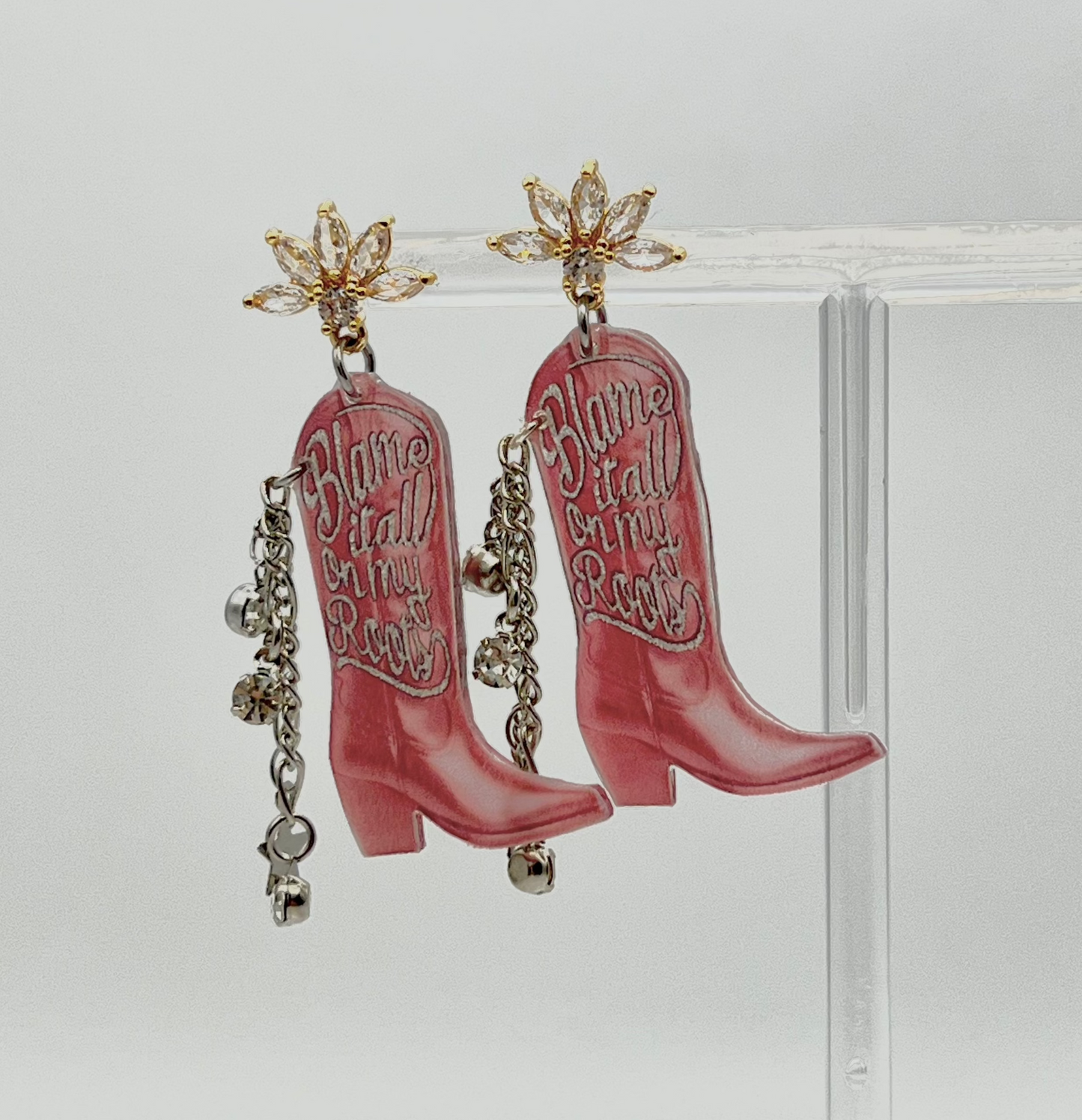 Blame It All On My Roots Cowboy Boot Earrings