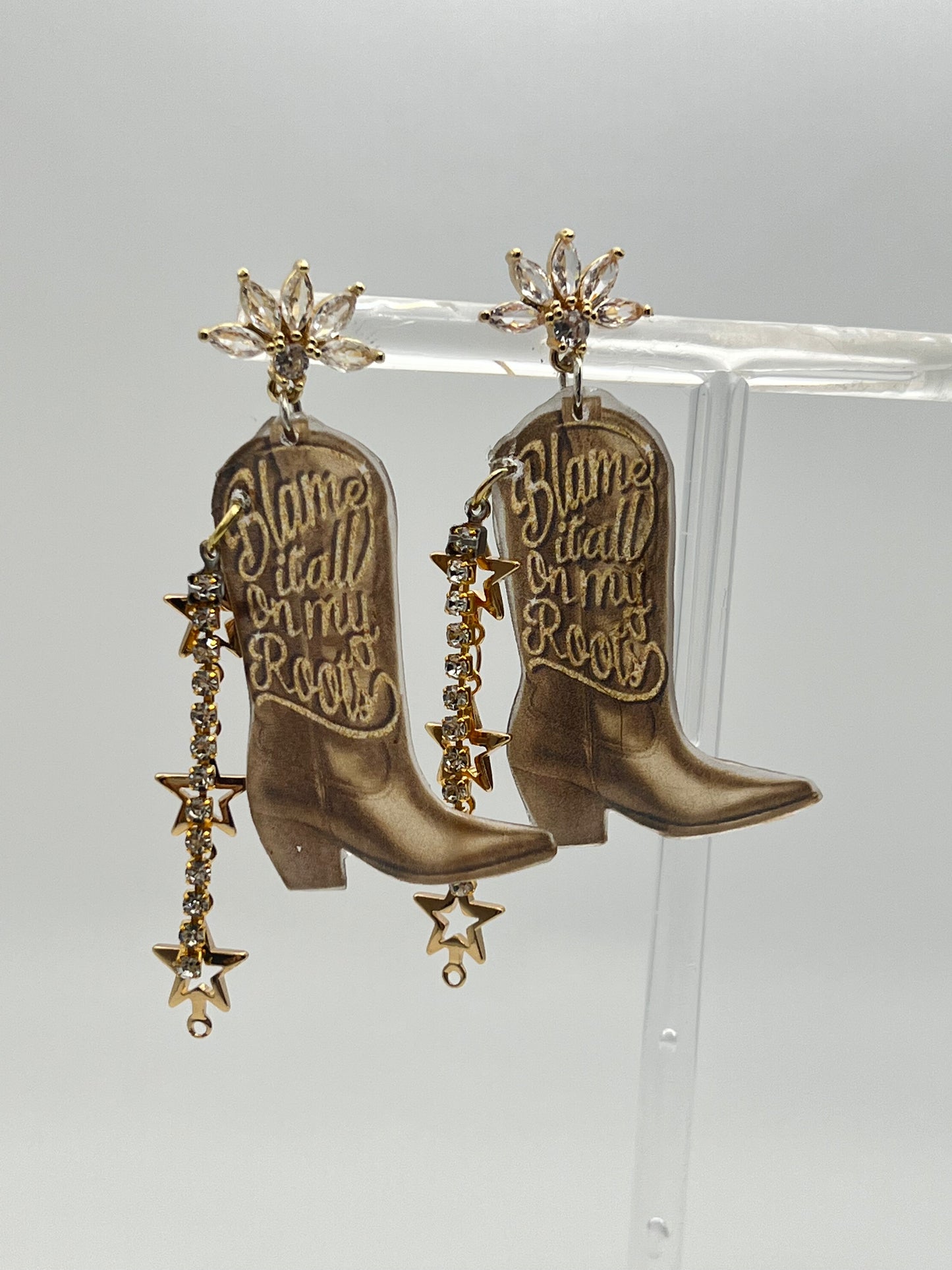 Blame It All On My Roots Cowboy Boot Earrings