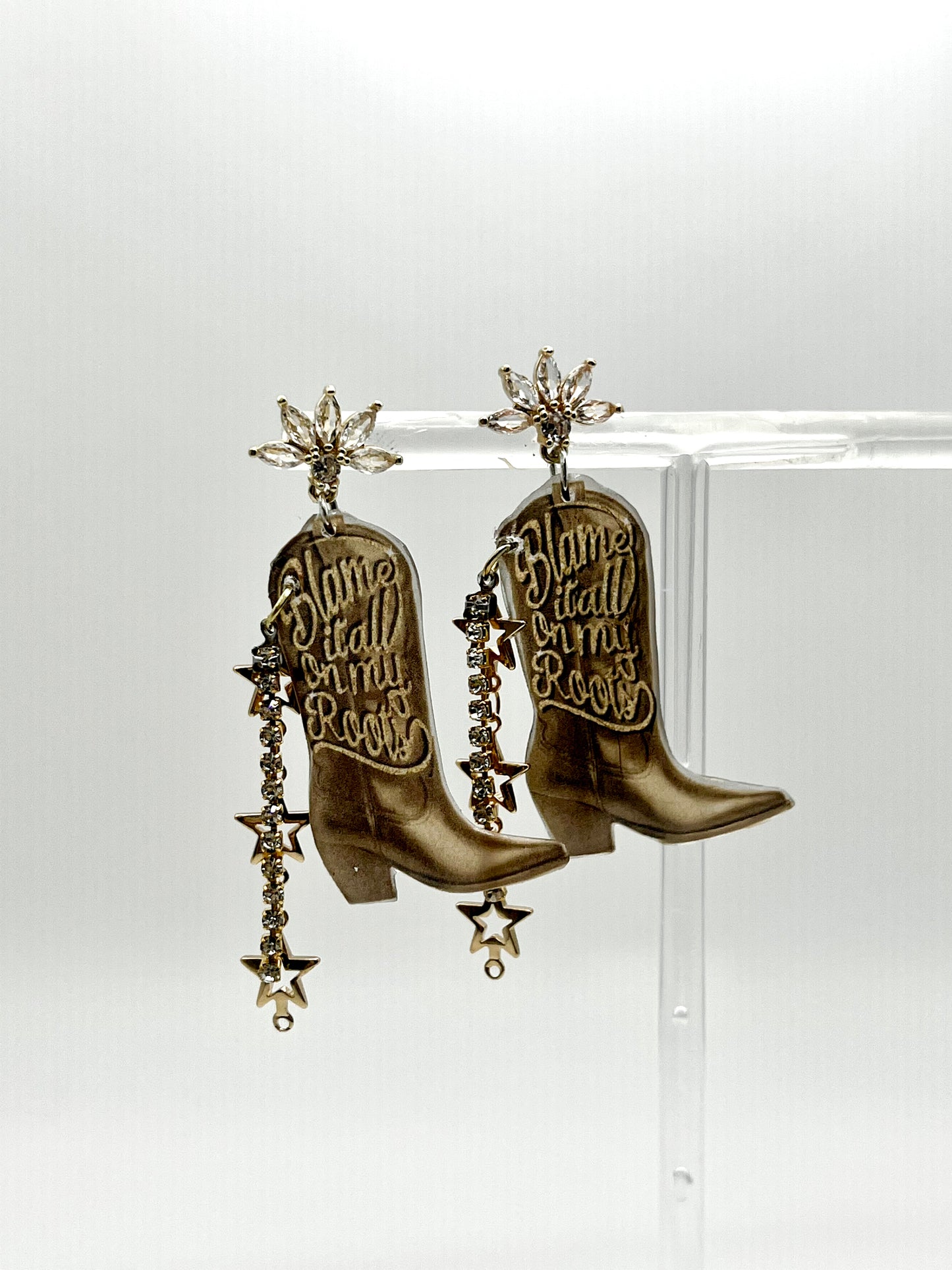 Blame It All On My Roots Cowboy Boot Earrings