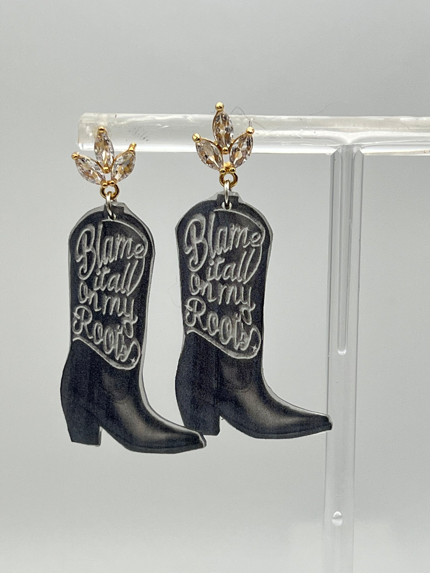 Blame It All On My Roots Cowboy Boot Earrings
