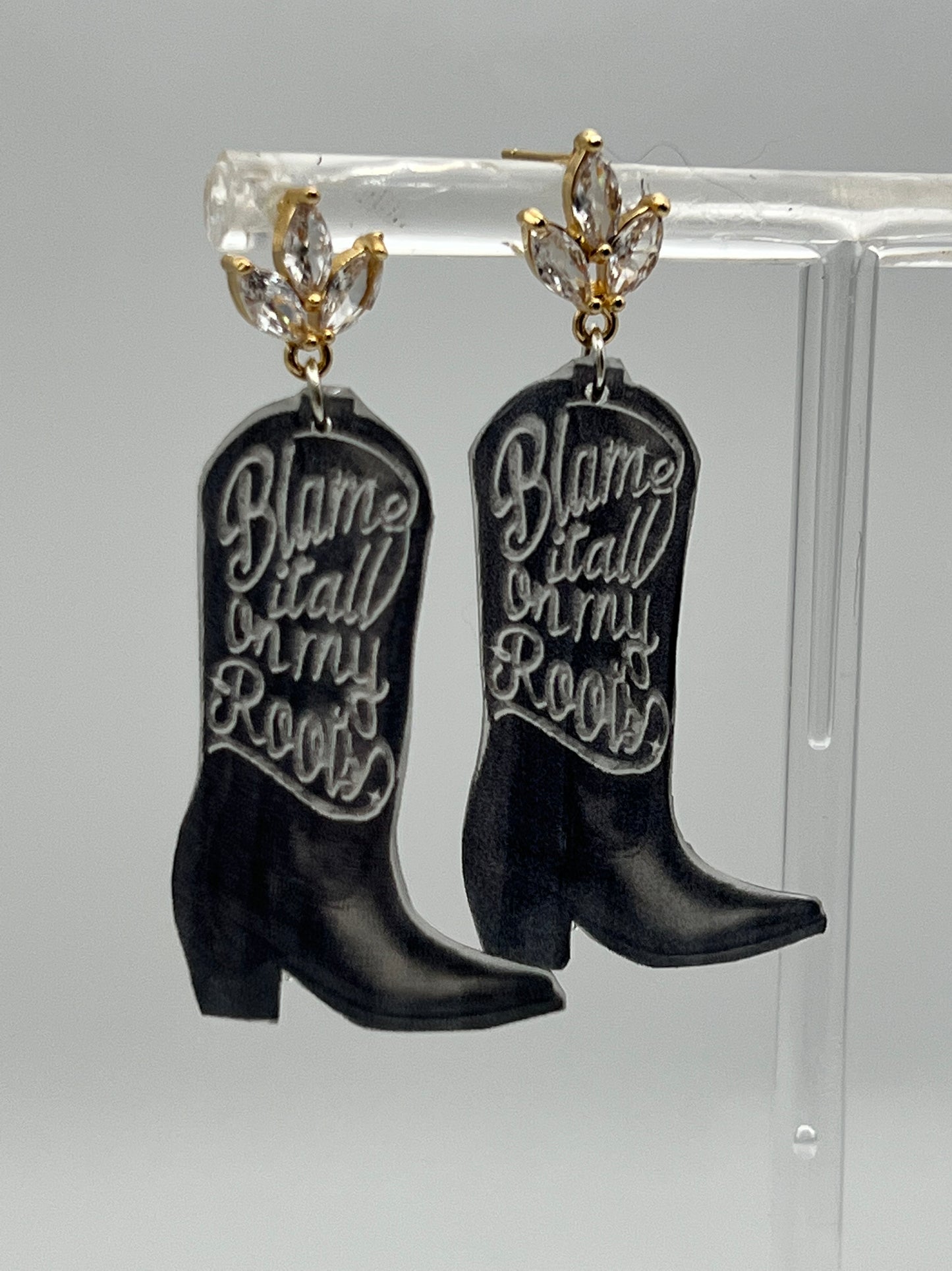 Blame It All On My Roots Cowboy Boot Earrings