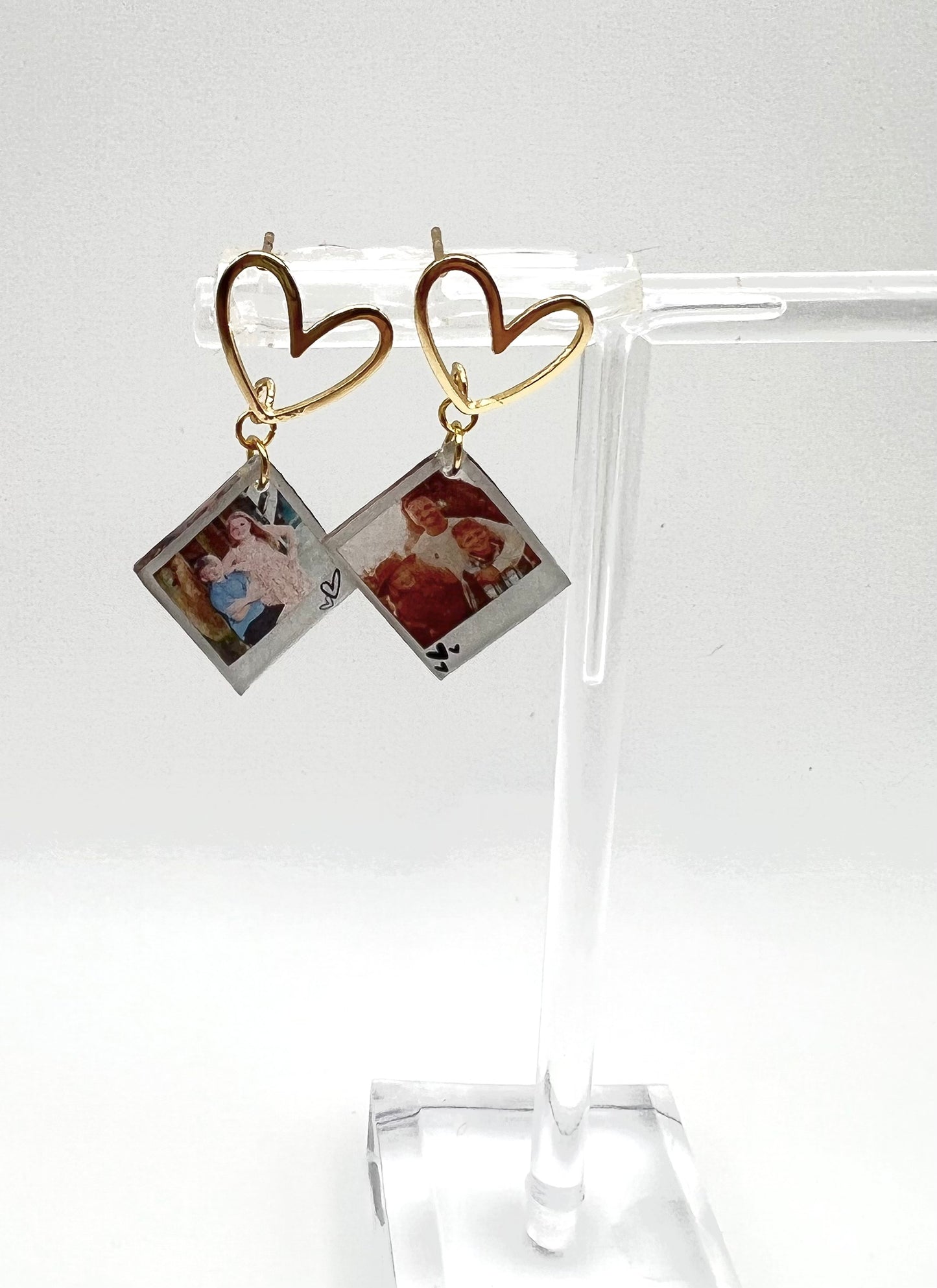 Single Photo Heart Earrings {Micro Memories}