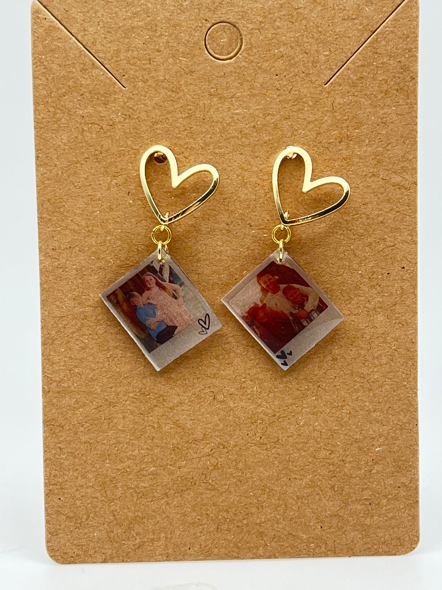 Single Photo Heart Earrings {Micro Memories}