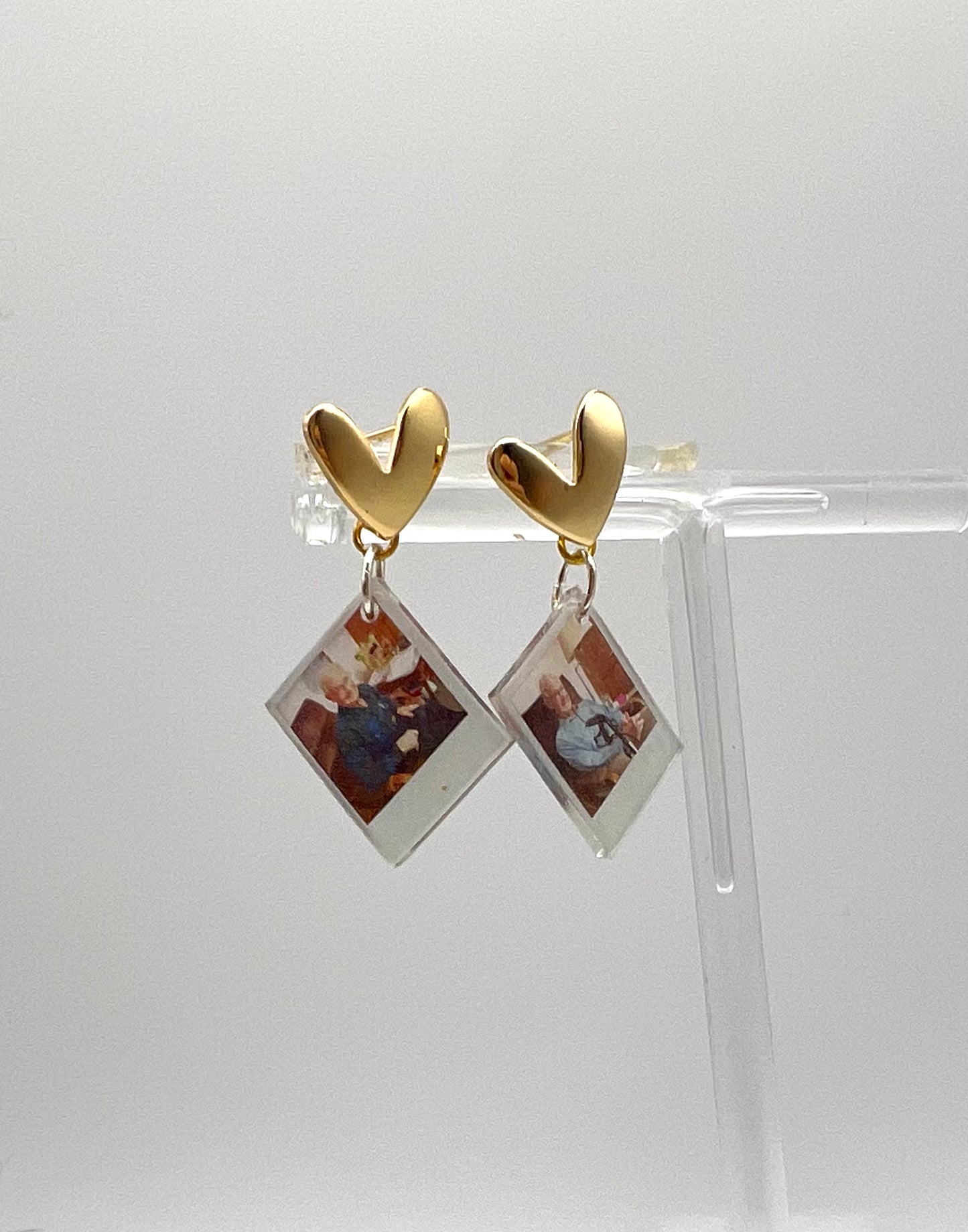 Single Photo Heart Earrings {Micro Memories}