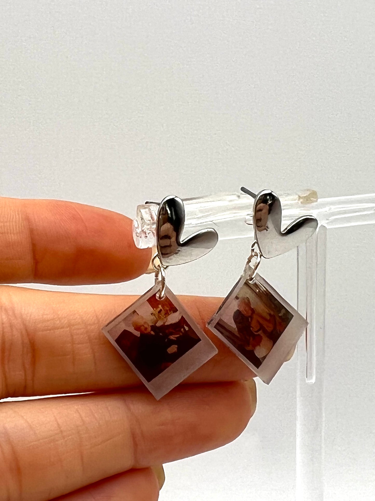 Single Photo Heart Earrings {Micro Memories}