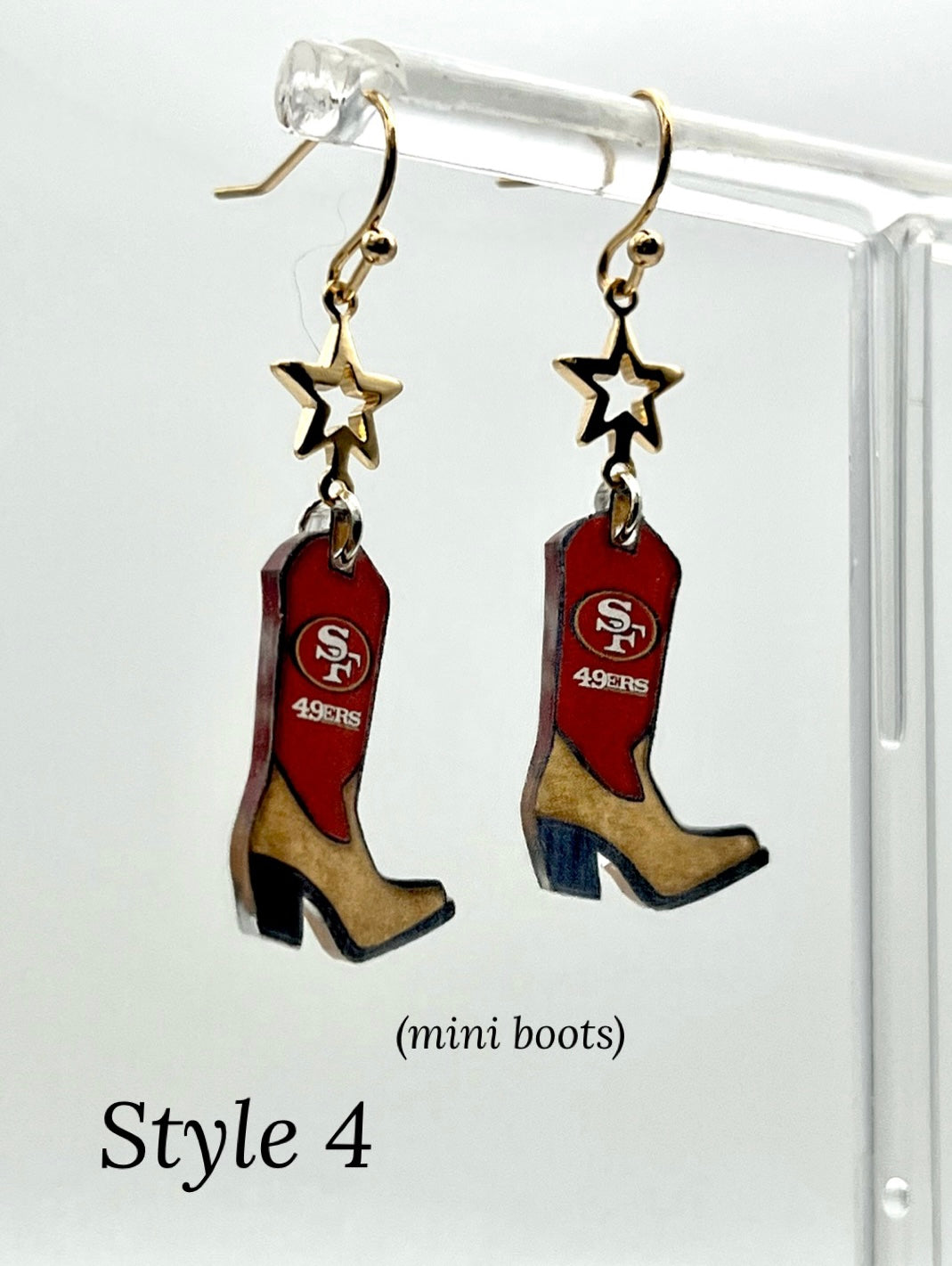 49ers Cowboy Boot Football Earrings