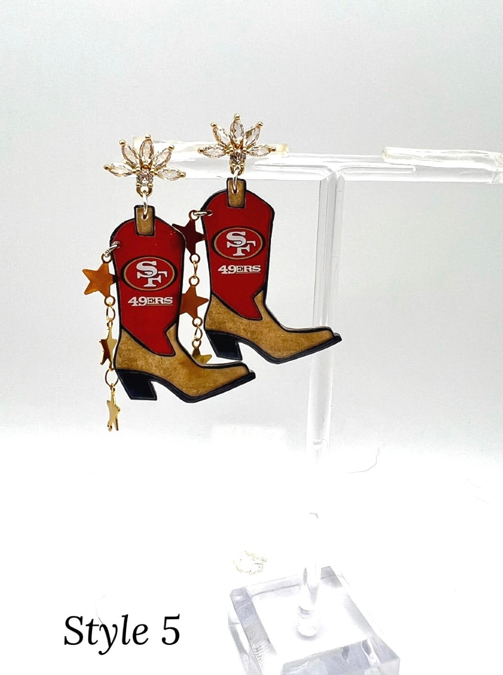 49ers Cowboy Boot Football Earrings
