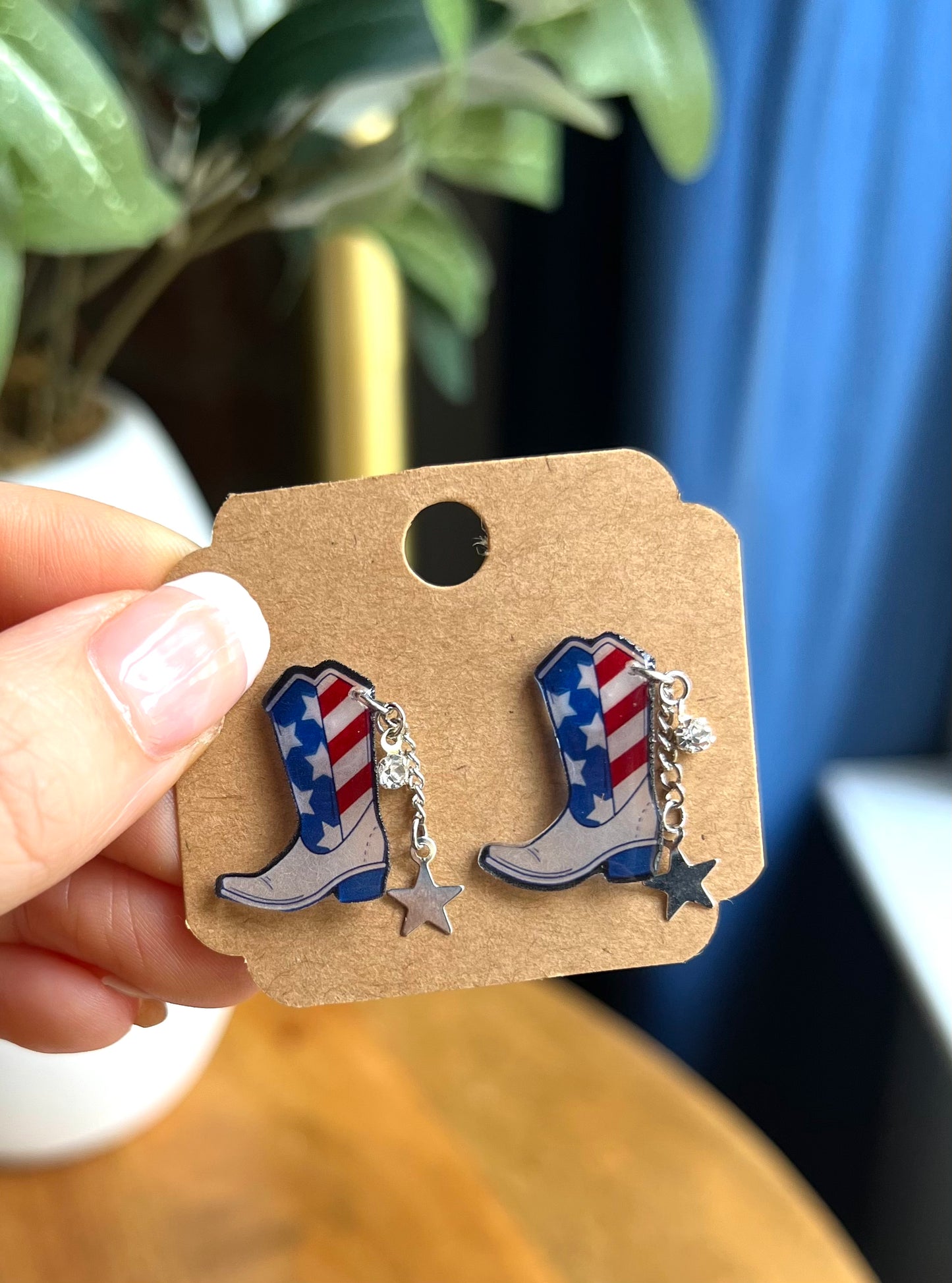 America Cowboy Boots Stud Earrings