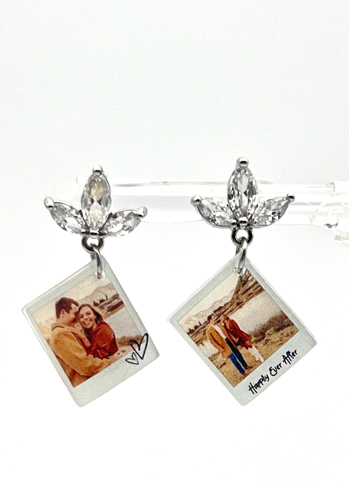 Single Photo Heart Earrings {Micro Memories}