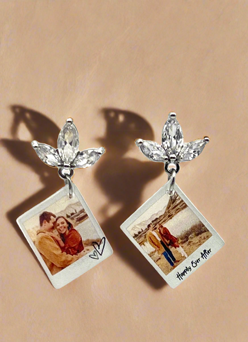 Single Photo Heart Earrings {Micro Memories}