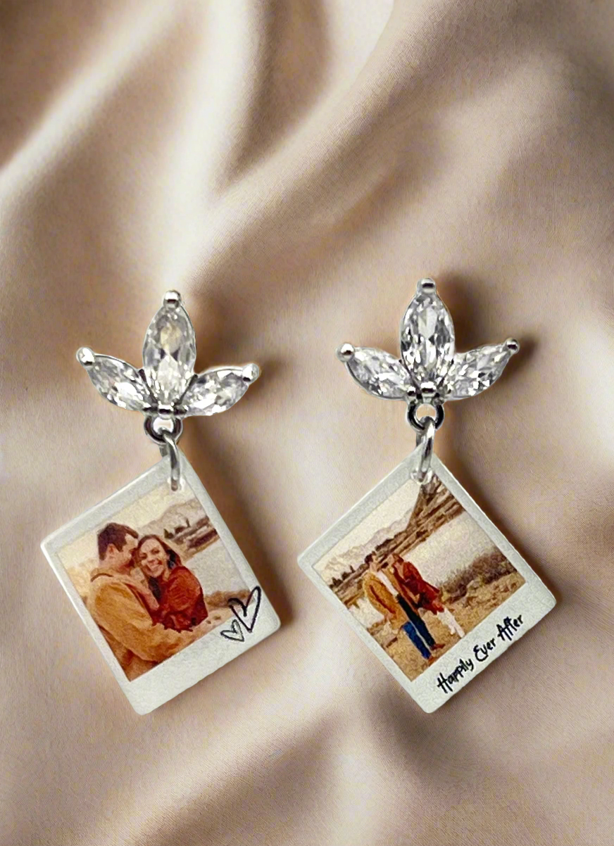 Single Photo Heart Earrings {Micro Memories}