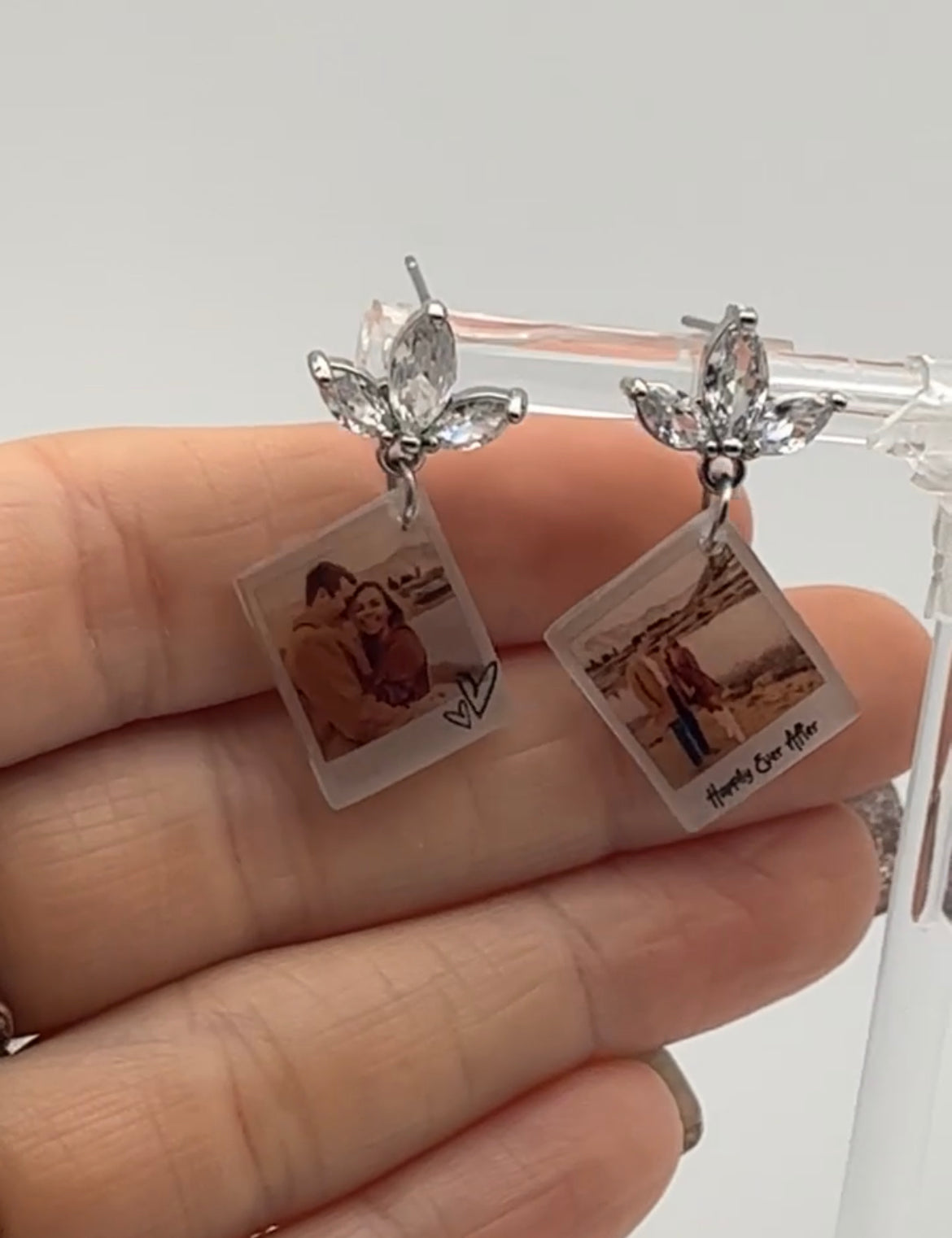 Single Photo Heart Earrings {Micro Memories}