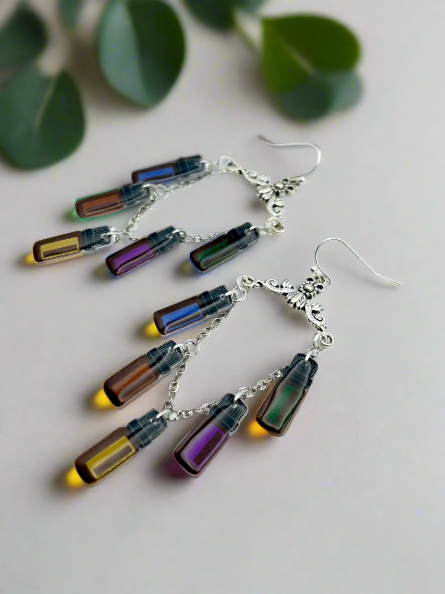 Essential Oil Themed Earrings - Mini Oil Bottles