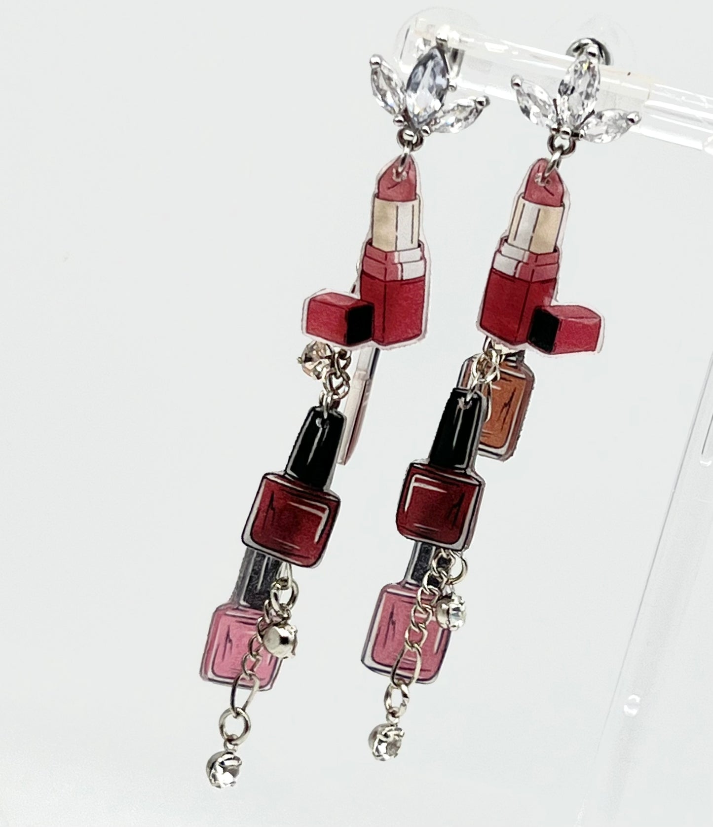 Lipstick & Nail Polish Dangle Earrings