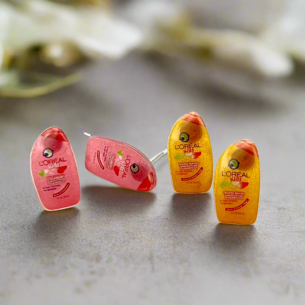 90's themed shampoo earrings