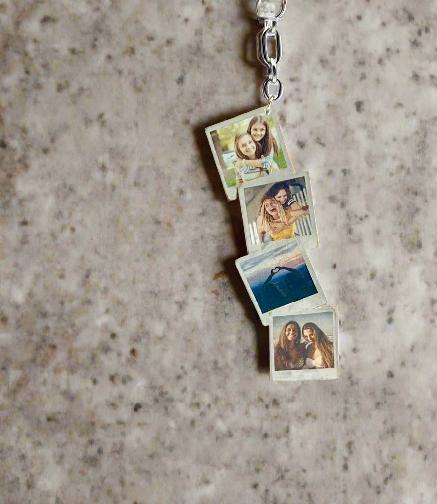 Custom Stacked Polaroids Keychain {Micro Memories}