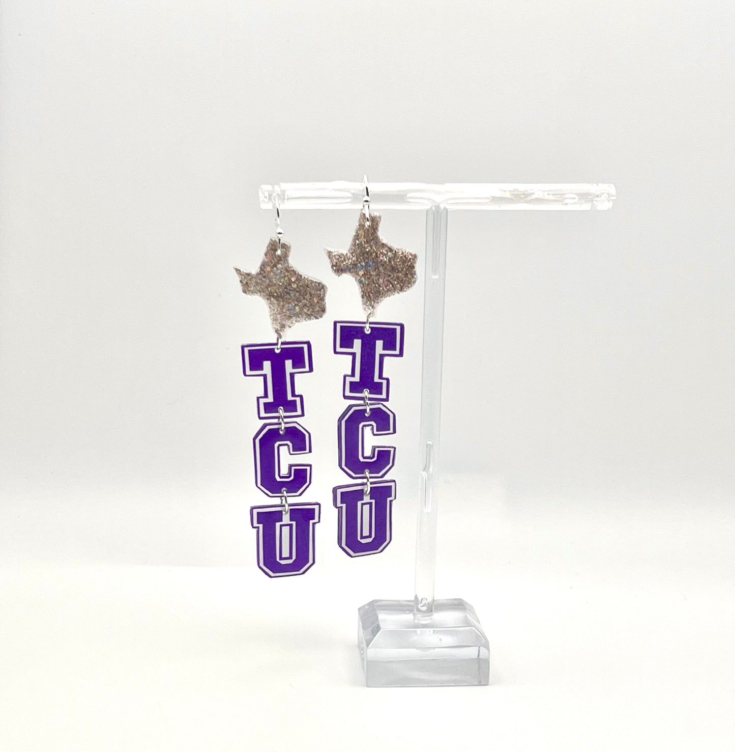 Sparkly TCU Football Earrings