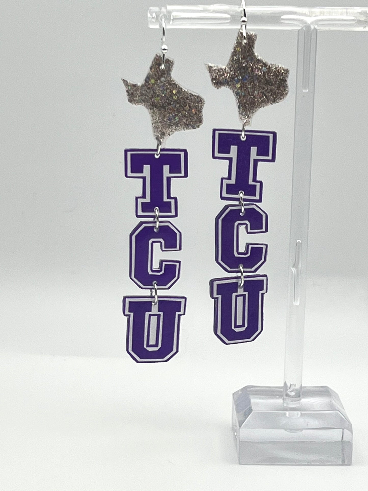 Sparkly TCU Football Earrings