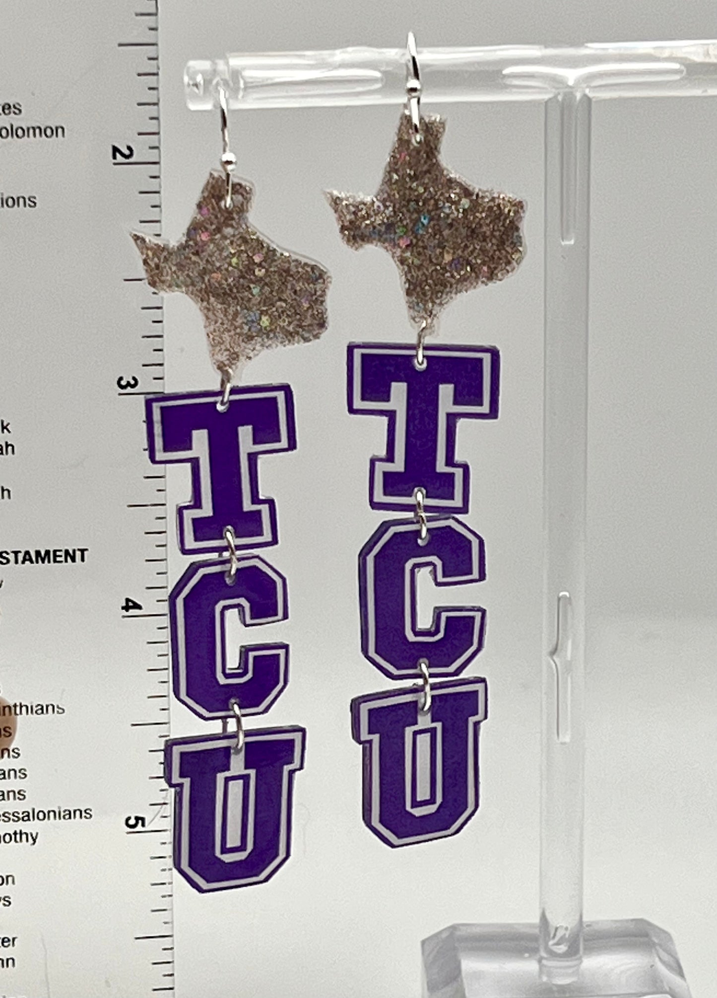 Sparkly TCU Football Earrings