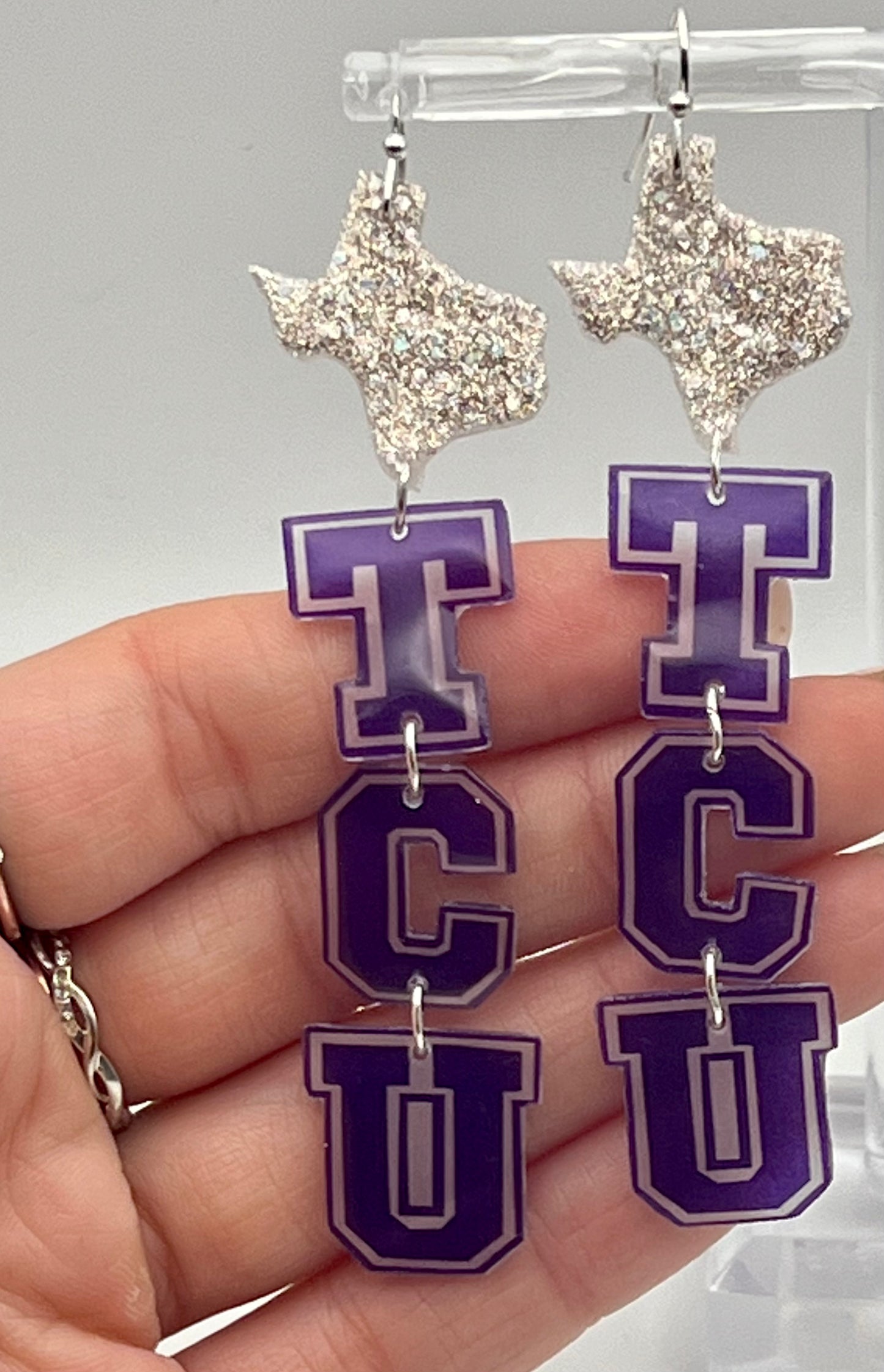 Sparkly TCU Football Earrings
