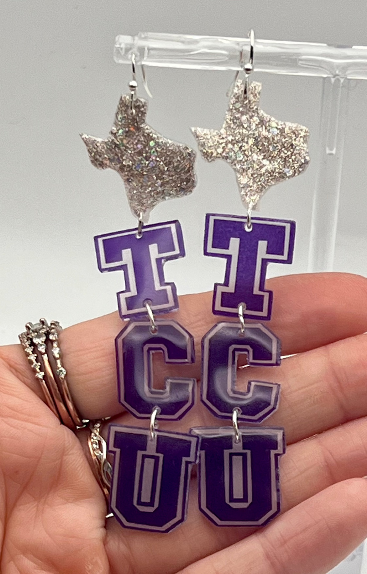Sparkly TCU Football Earrings