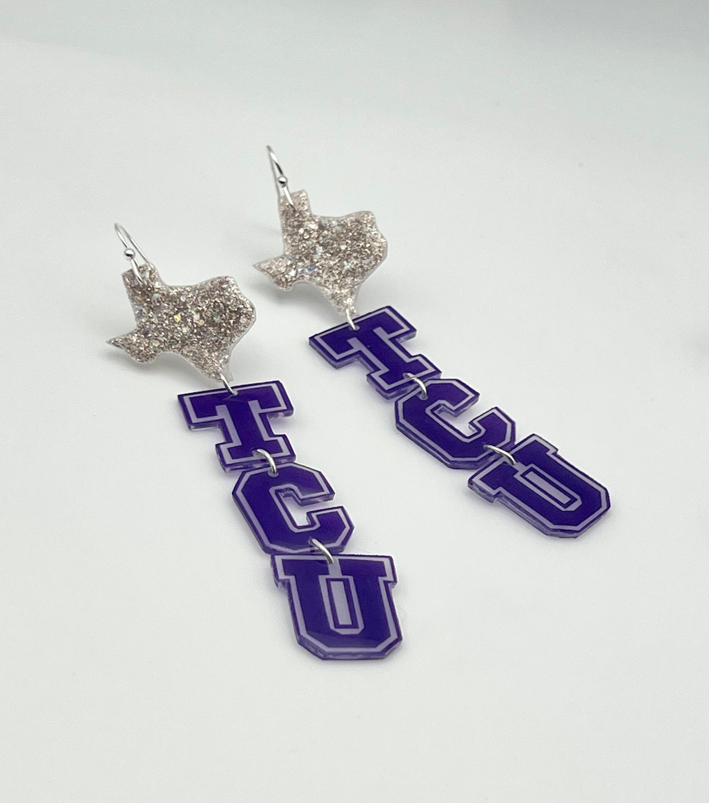 Sparkly TCU Football Earrings