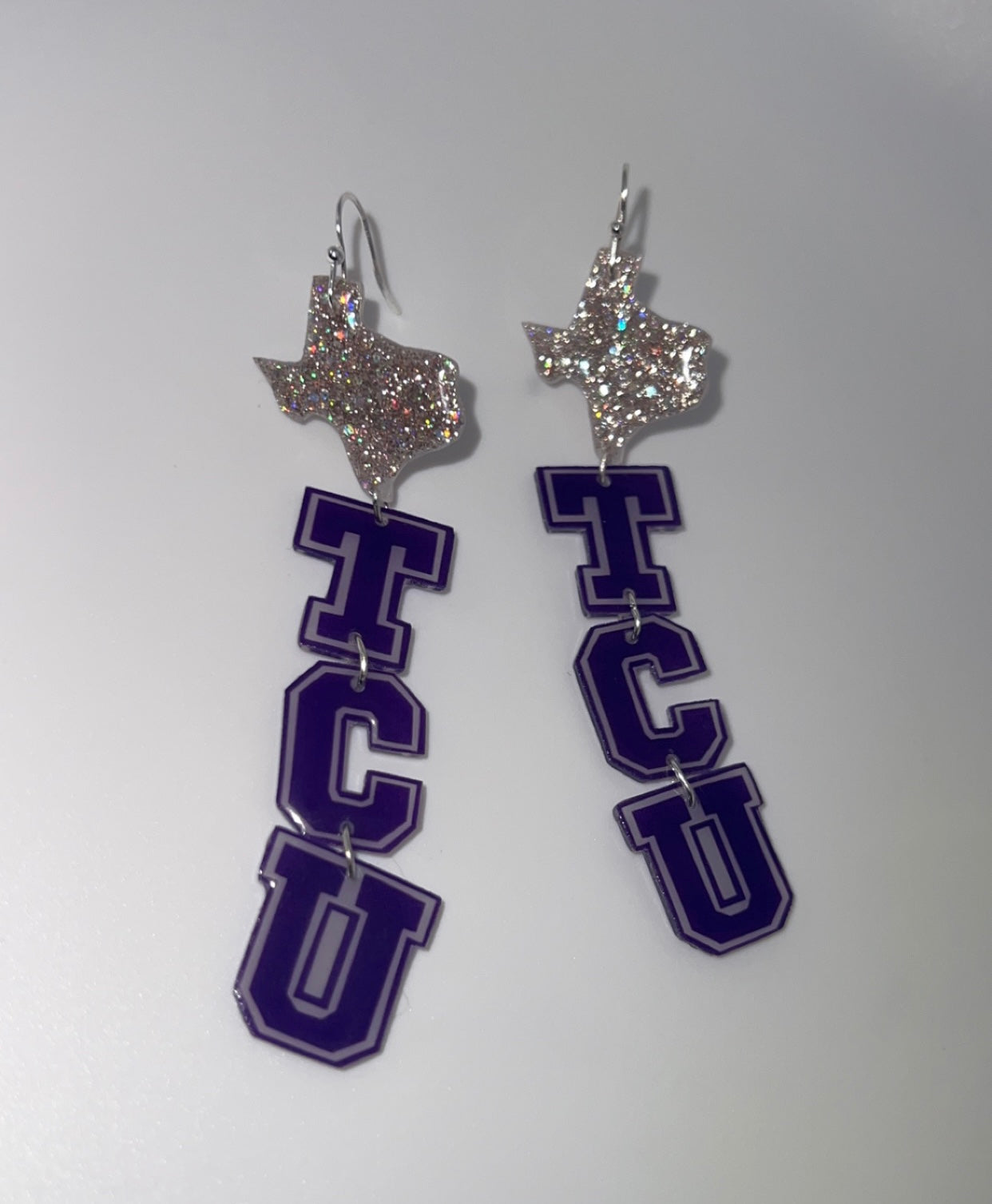 Sparkly TCU Football Earrings