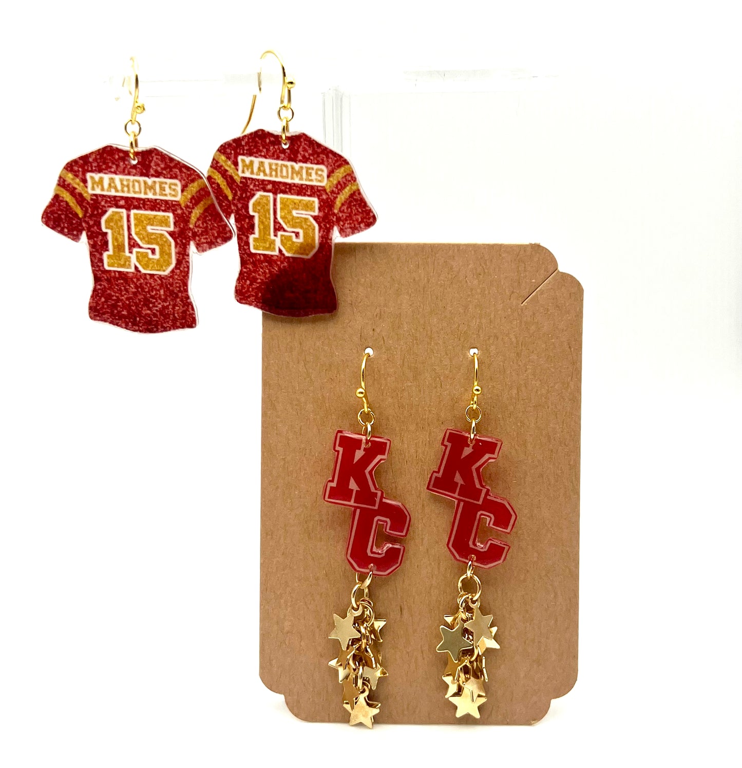 KC Stars & Mahomes Jersey Earrings