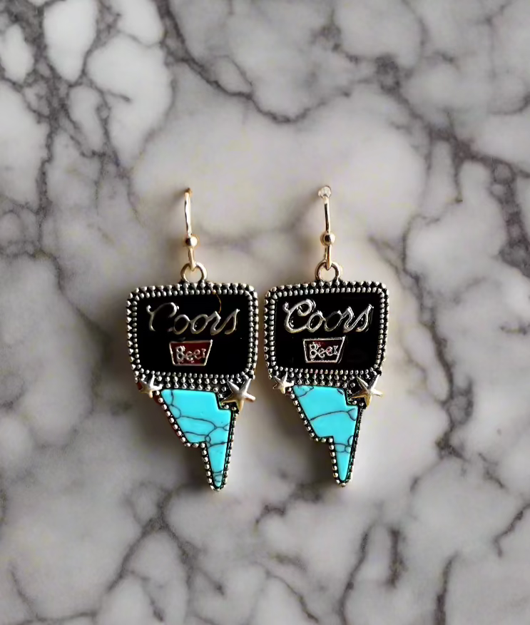 Coors Lightning Bolt Beer Earrings